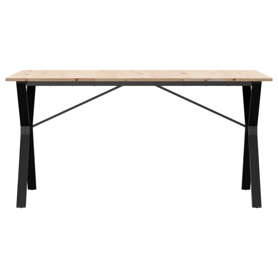 Table à manger cadre en Y 160x80x75 cm bois de pin massif acier - 4