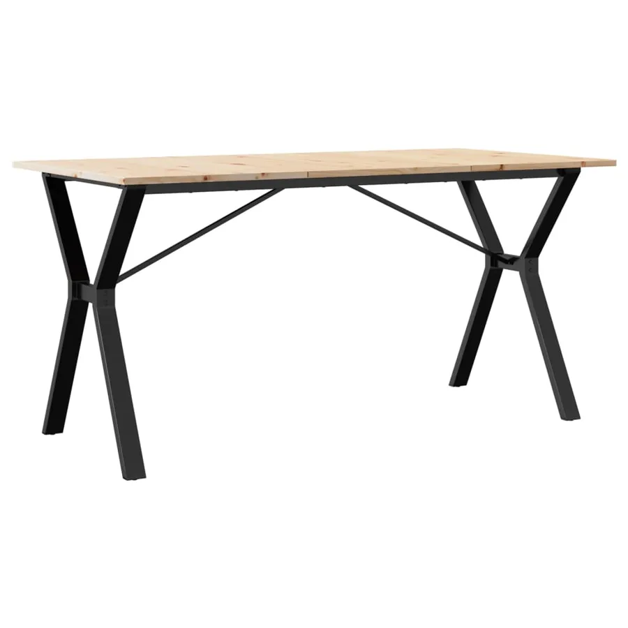 Table à manger cadre en Y 160x80x75 cm bois de pin massif acier - 6