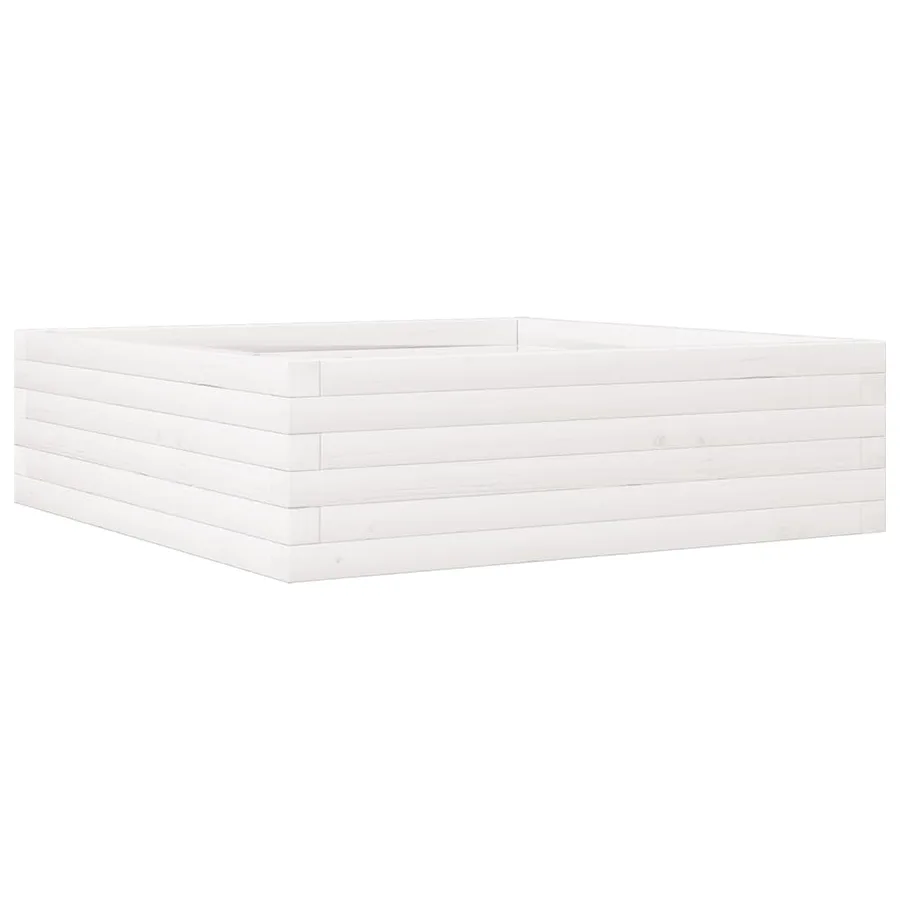 Jardinière blanc 80x80x23 cm bois de pin massif - 2