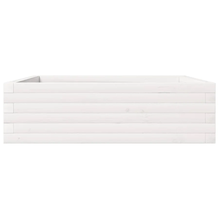 Jardinière blanc 80x80x23 cm bois de pin massif - 6