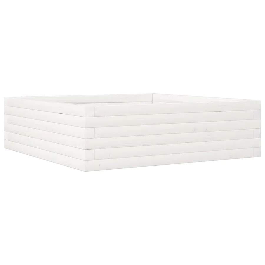 Jardinière blanc 80x80x23 cm bois de pin massif - 7
