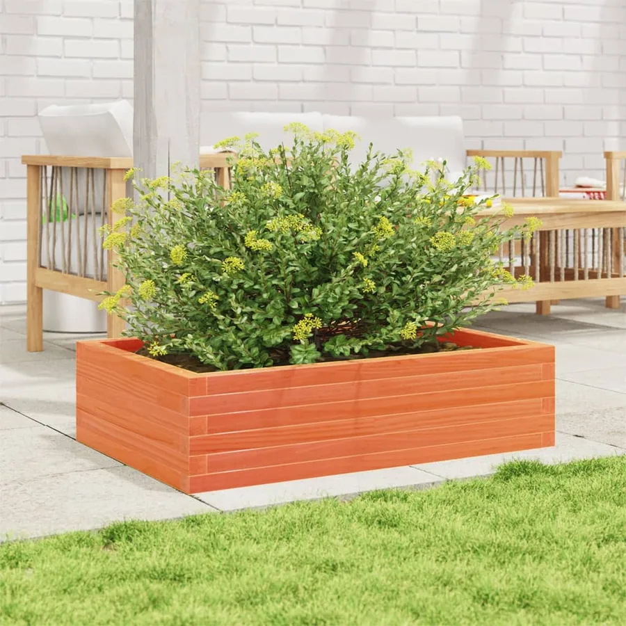 Jardinière cire marron 90x60x23 cm bois de pin massif - 3