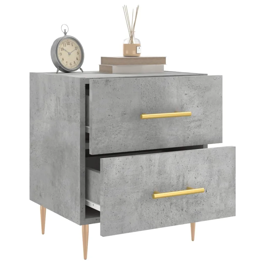Table de chevet gris béton 40x35x47,5 cm bois d’ingénierie - 4