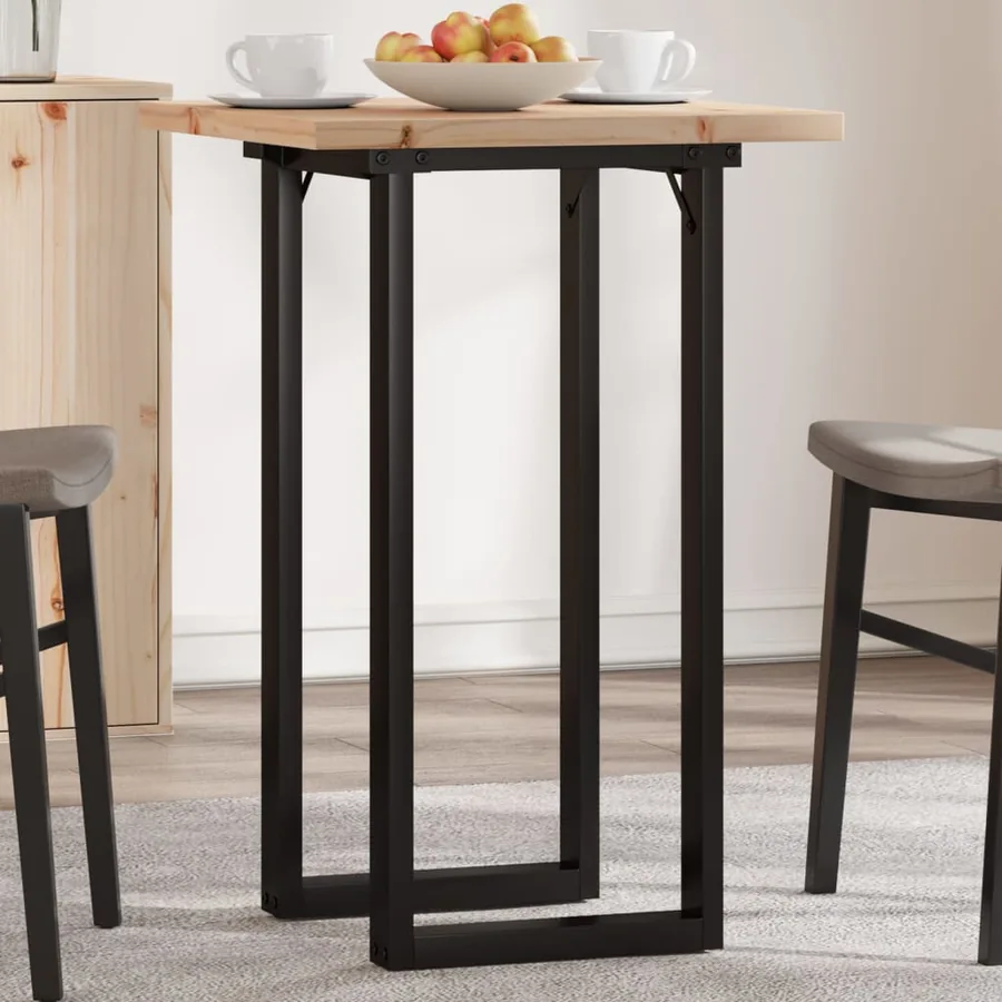 Table à manger cadre en O 50x50x75,5cm bois de pin massif acier