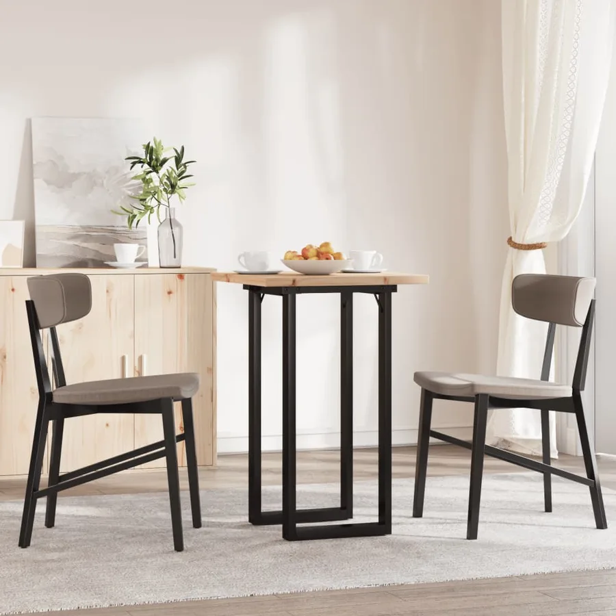 Table à manger cadre en O 50x50x75,5cm bois de pin massif acier - 3