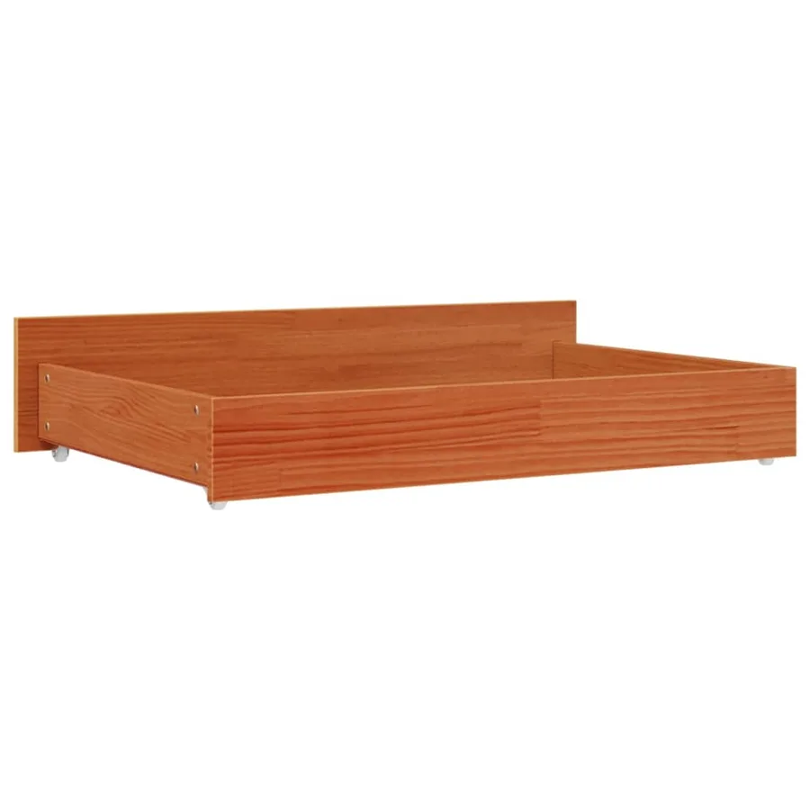 Tiroirs de lit 4 pcs cire marron bois de pin massif - 7