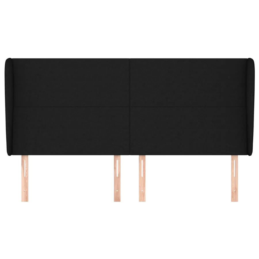 Tête de lit avec oreilles Noir 203x23x118/128 cm Tissu - 3