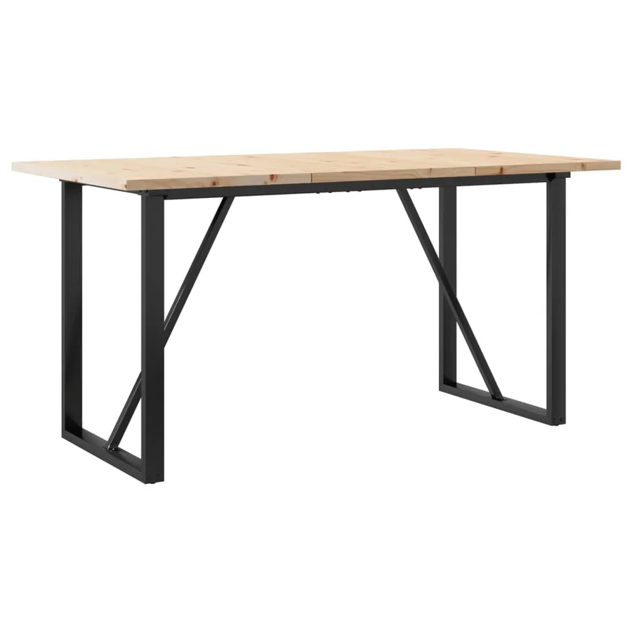 Table à manger cadre en O 140x80x75,5 cm bois pin massif acier - 2