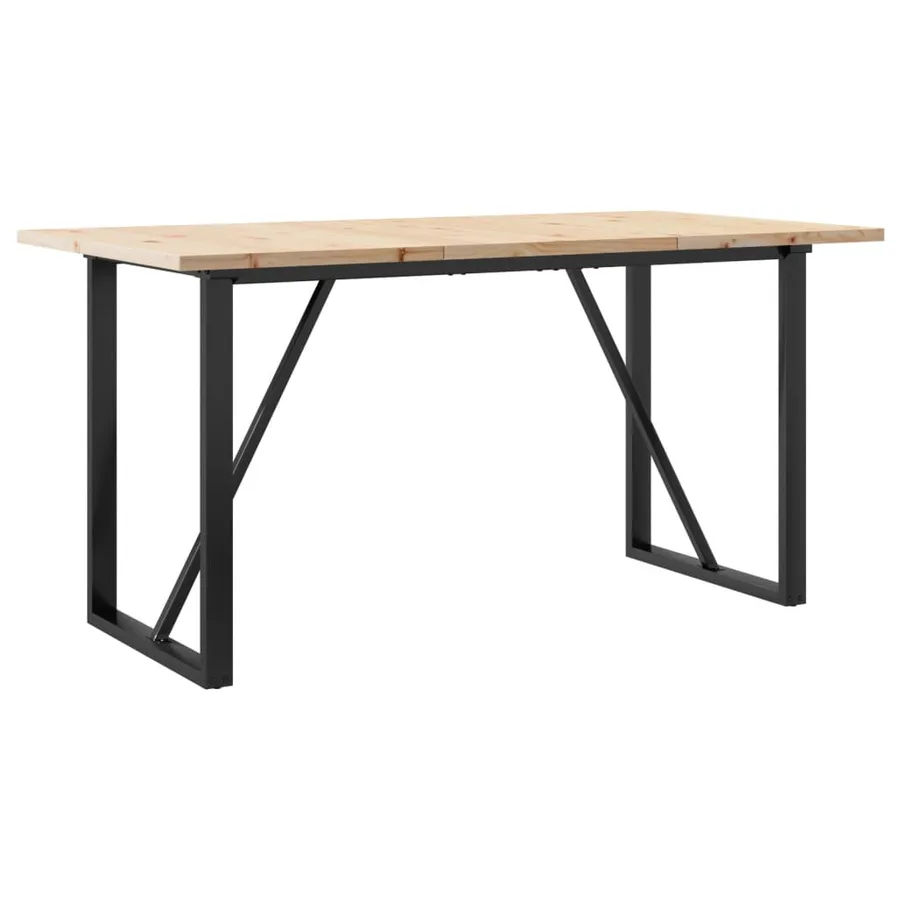 Table à manger cadre en O 140x80x75,5 cm bois pin massif acier - 6