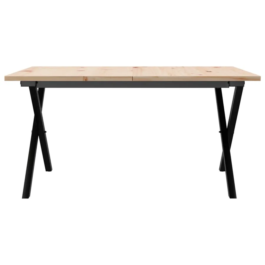 Table basse cadre en X 90x90x45 cm bois de pin massif et acier - 4