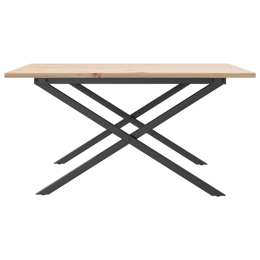 Table basse cadre en X 90x90x45 cm bois de pin massif et acier - 5