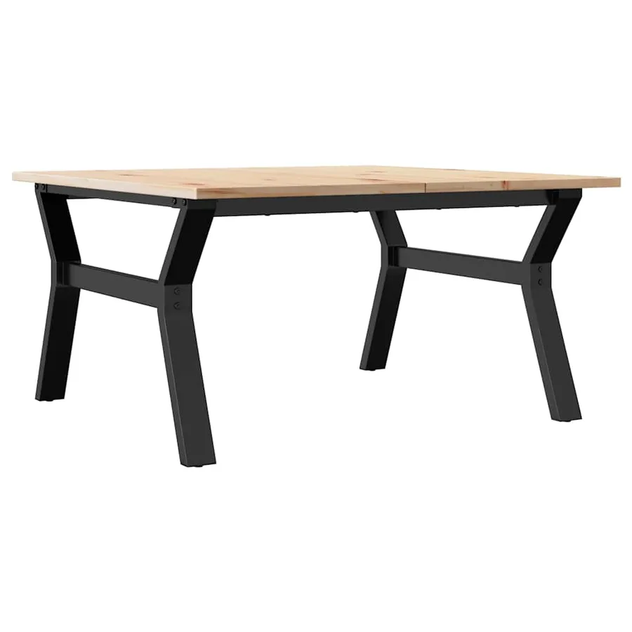 Table basse cadre en Y 90x90x45 cm bois de pin massif et acier - 6