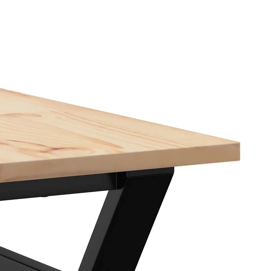 Table basse cadre en Y 90x90x45 cm bois de pin massif et acier - 7