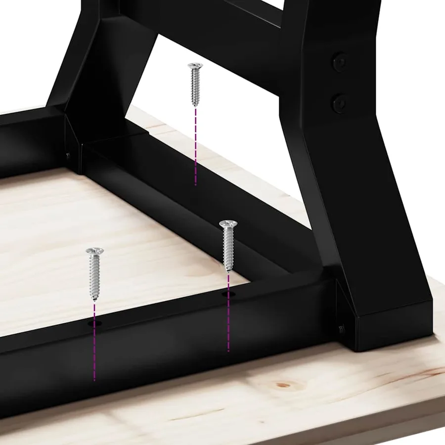 Table basse cadre en Y 90x90x45 cm bois de pin massif et acier - 8