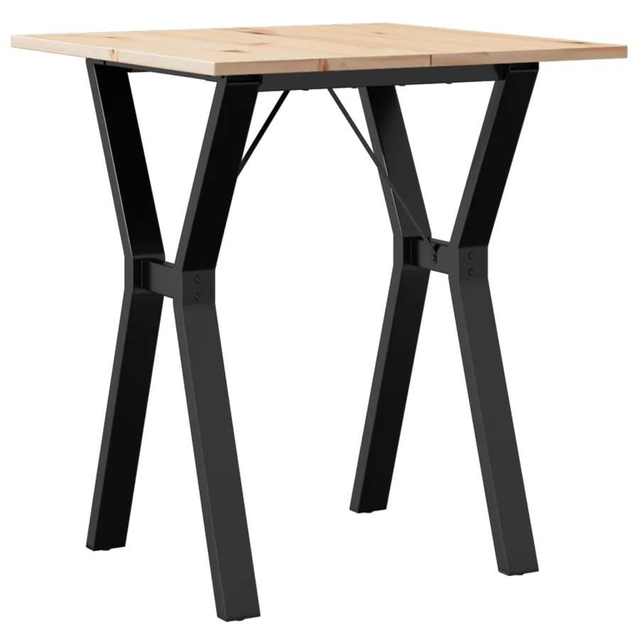 Table à manger cadre en Y 60x60x75 cm bois de pin massif acier - 2