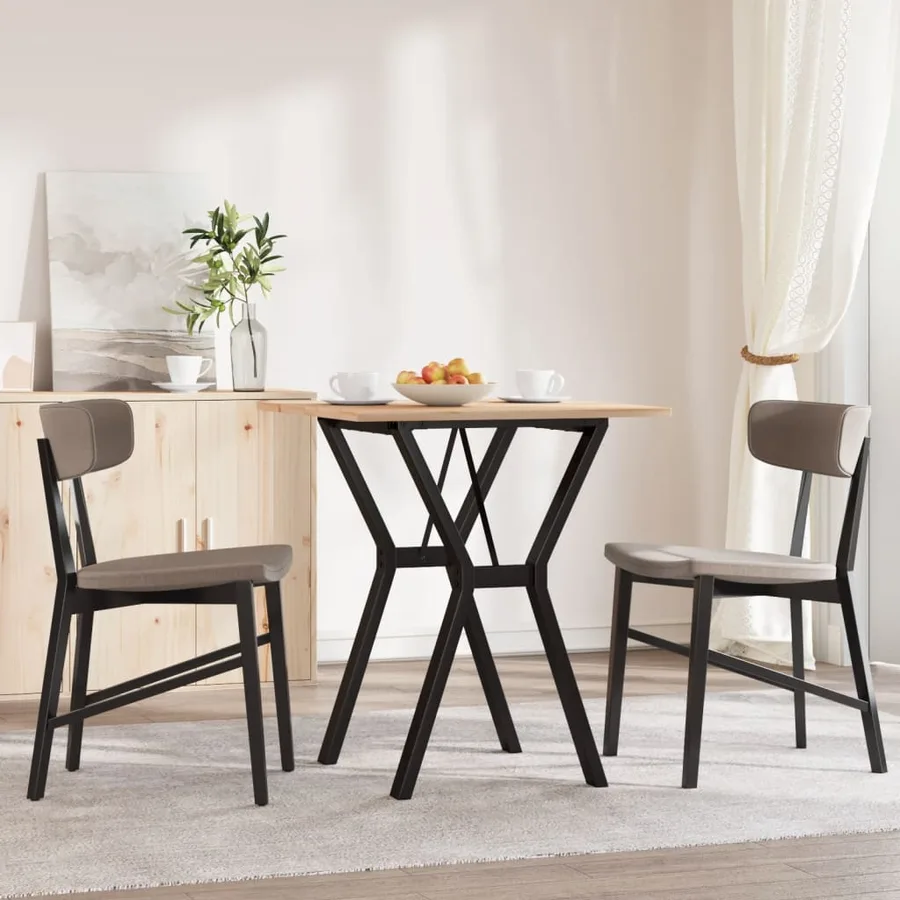 Table à manger cadre en Y 60x60x75 cm bois de pin massif acier - 3