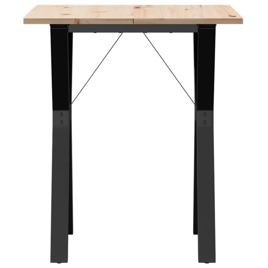 Table à manger cadre en Y 60x60x75 cm bois de pin massif acier - 4