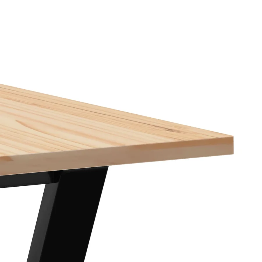 Table à manger cadre en Y 60x60x75 cm bois de pin massif acier - 7