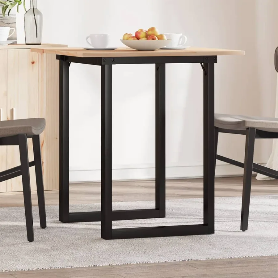 Table à manger cadre en O 60x60x75 cm bois de pin massif acier