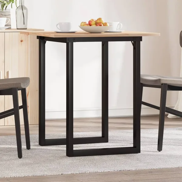 Table à manger cadre en O 60x60x75 cm bois de pin massif acier