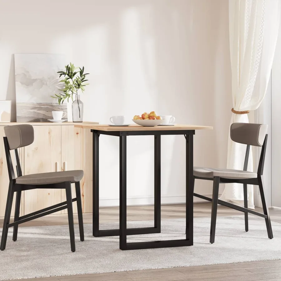 Table à manger cadre en O 60x60x75 cm bois de pin massif acier - 3