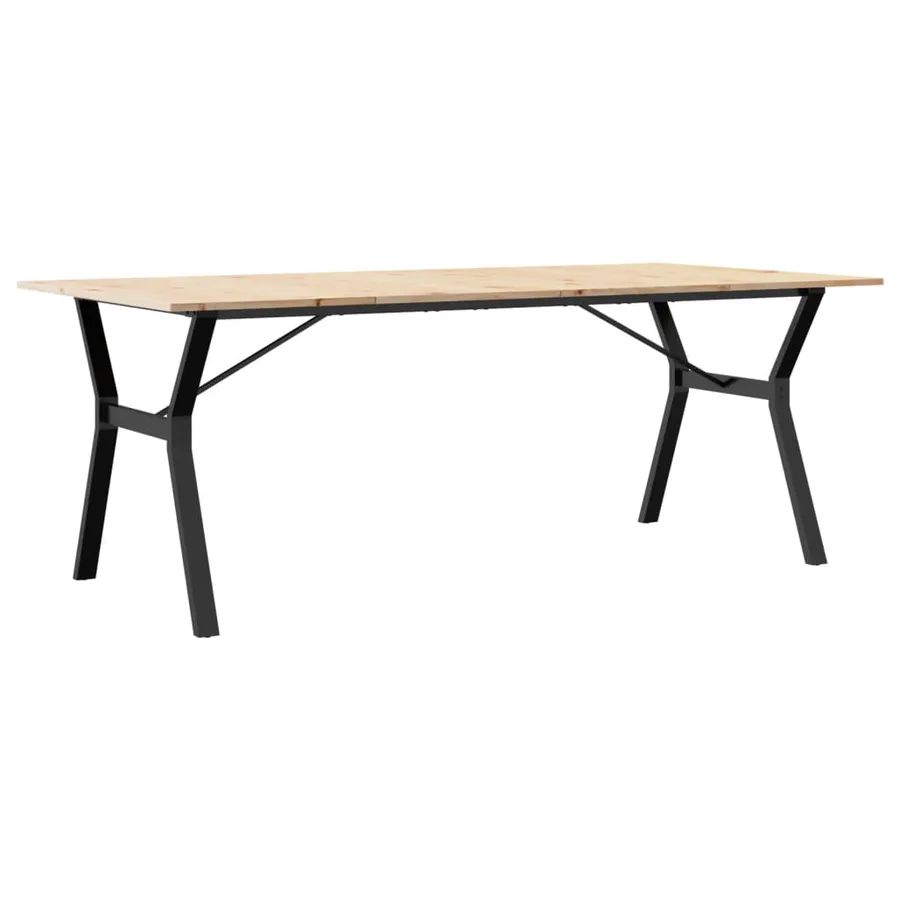 Table à manger cadre en Y 200x100x75cm bois de pin massif acier - 2