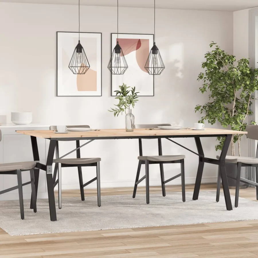 Table à manger cadre en Y 200x100x75cm bois de pin massif acier - 3