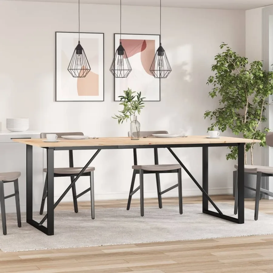 Table à manger cadre en O 200x100x75cm bois de pin massif acier - 3