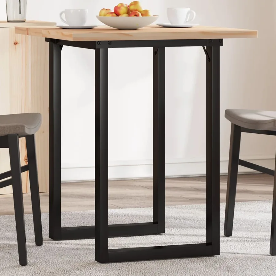 Table à manger cadre en O 70x70x75,5cm bois de pin massif acier