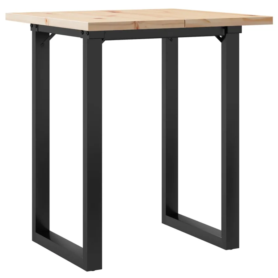 Table à manger cadre en O 70x70x75,5cm bois de pin massif acier - 2