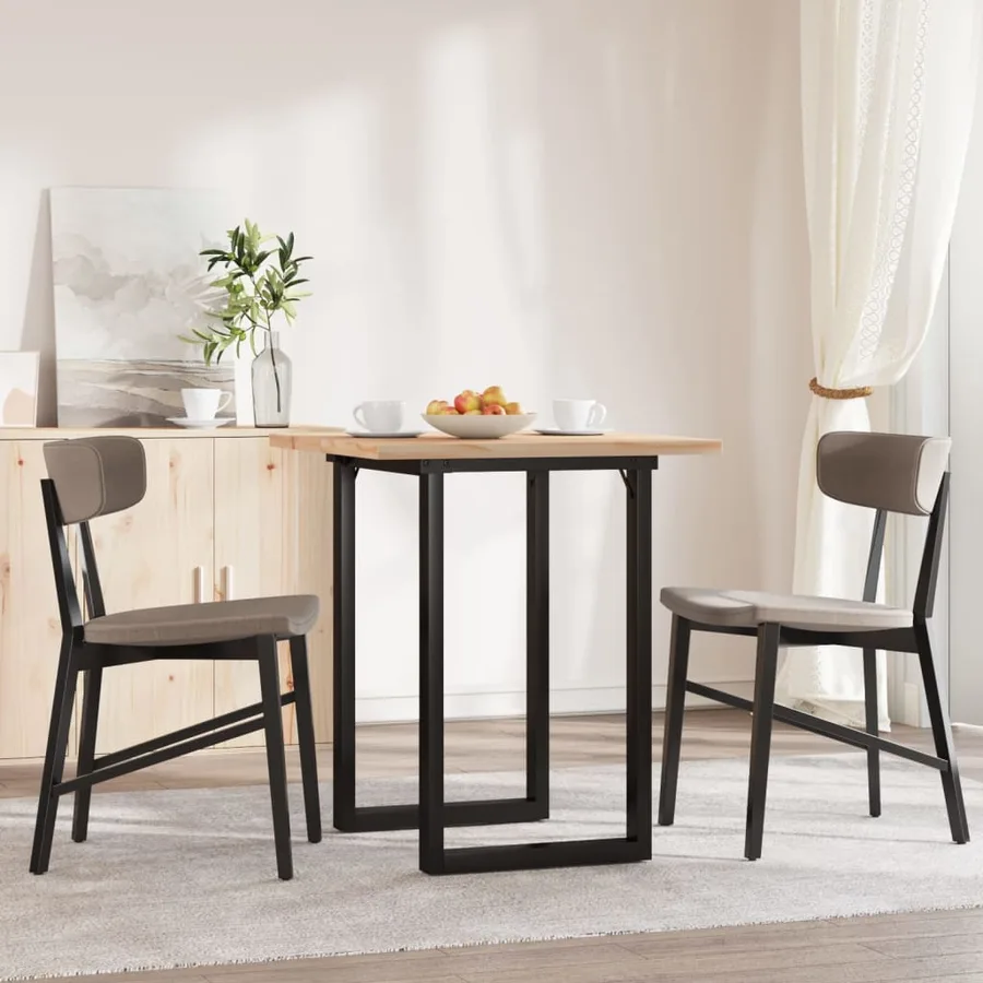 Table à manger cadre en O 70x70x75,5cm bois de pin massif acier - 3