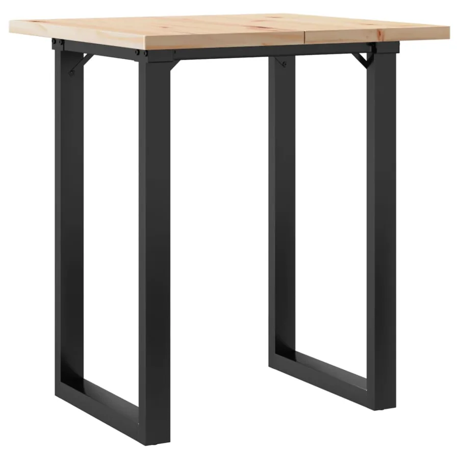Table à manger cadre en O 70x70x75,5cm bois de pin massif acier - 6