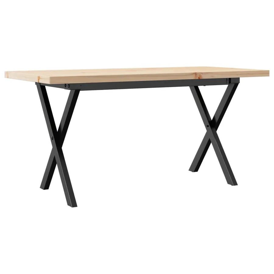 Table basse cadre en X 100x50x45,5 cm bois de pin massif acier - 2