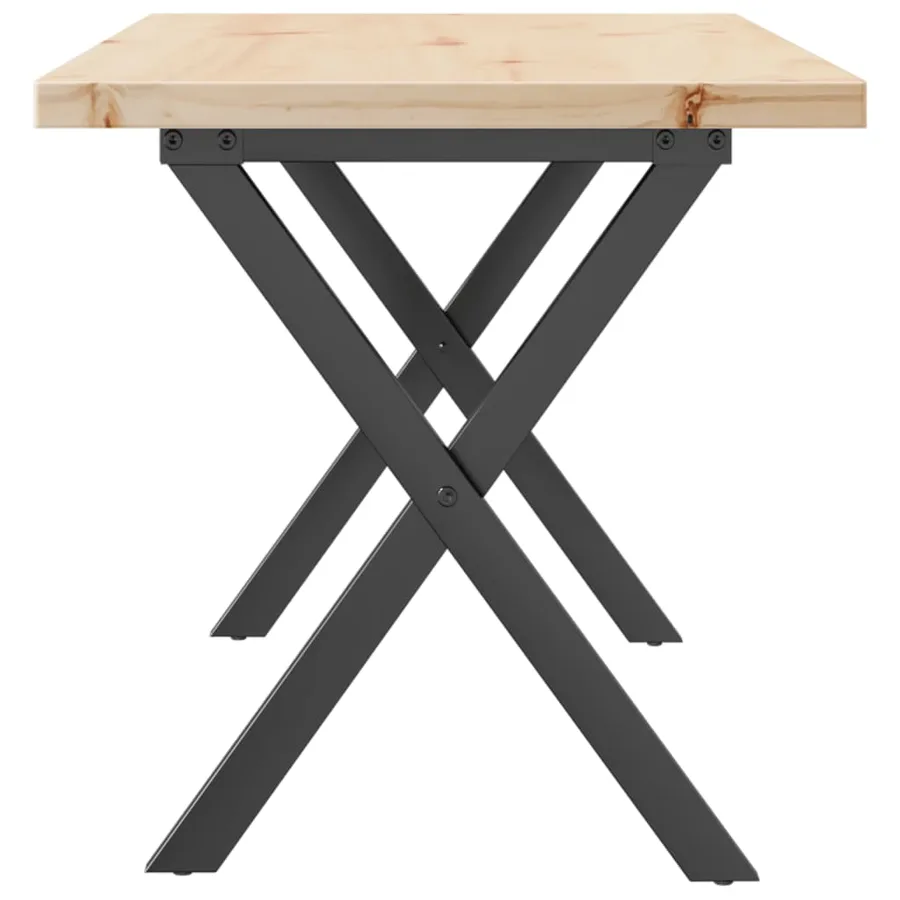 Table basse cadre en X 100x50x45,5 cm bois de pin massif acier - 5