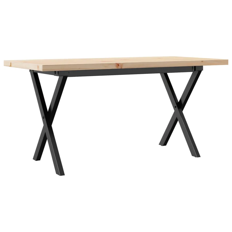 Table basse cadre en X 100x50x45,5 cm bois de pin massif acier - 6