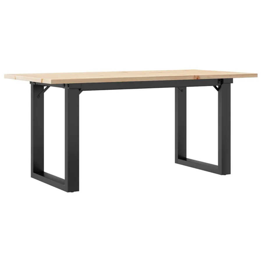Table basse cadre en O 100x50x45 cm bois de pin massif et acier - 2