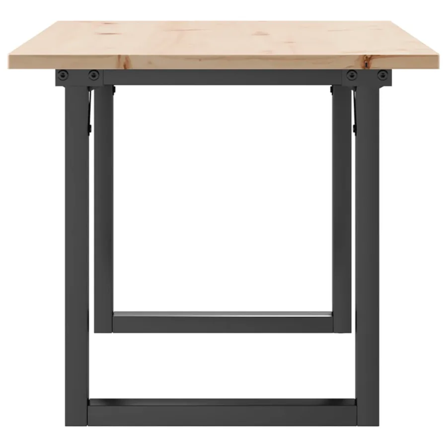 Table basse cadre en O 100x50x45 cm bois de pin massif et acier - 5