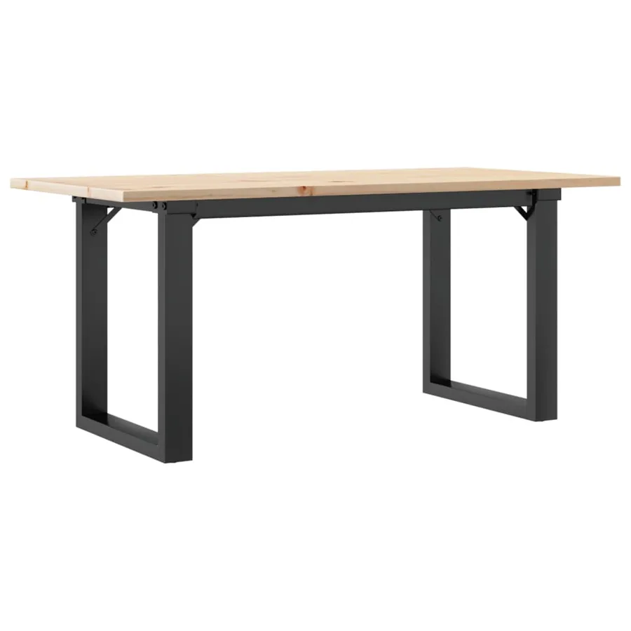 Table basse cadre en O 100x50x45 cm bois de pin massif et acier - 6