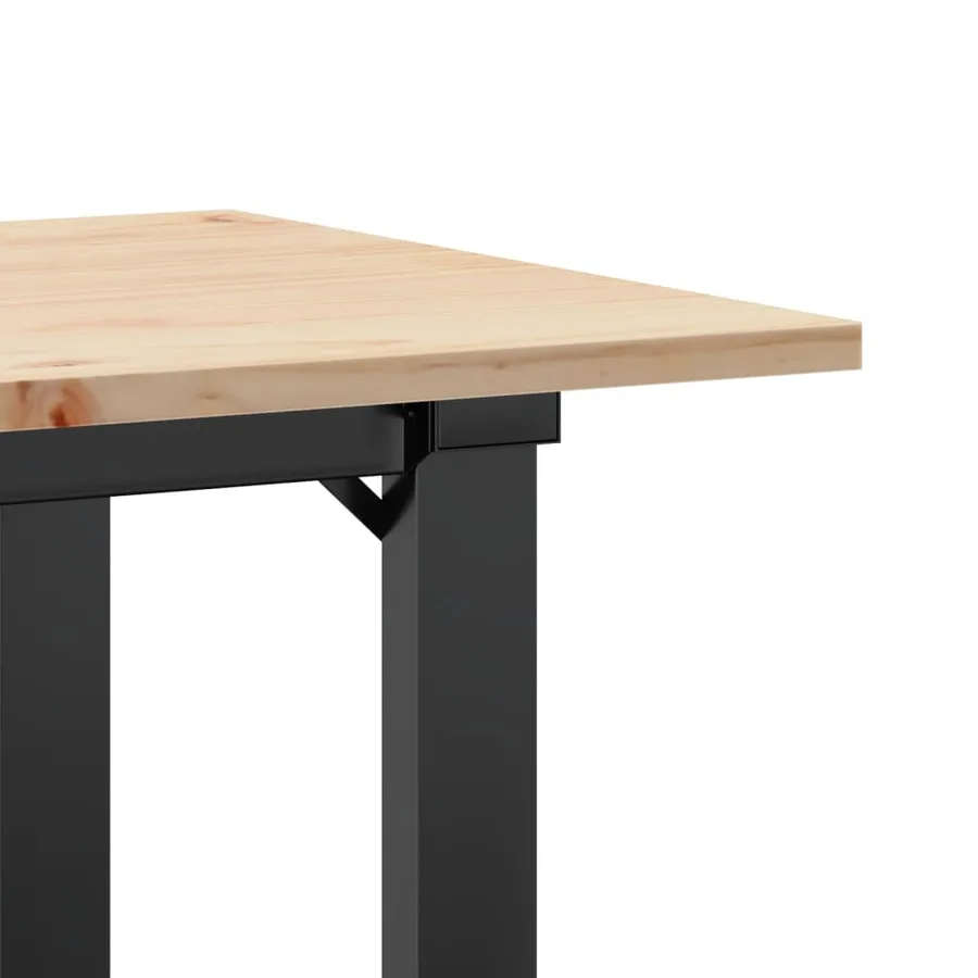 Table basse cadre en O 100x50x45 cm bois de pin massif et acier - 7