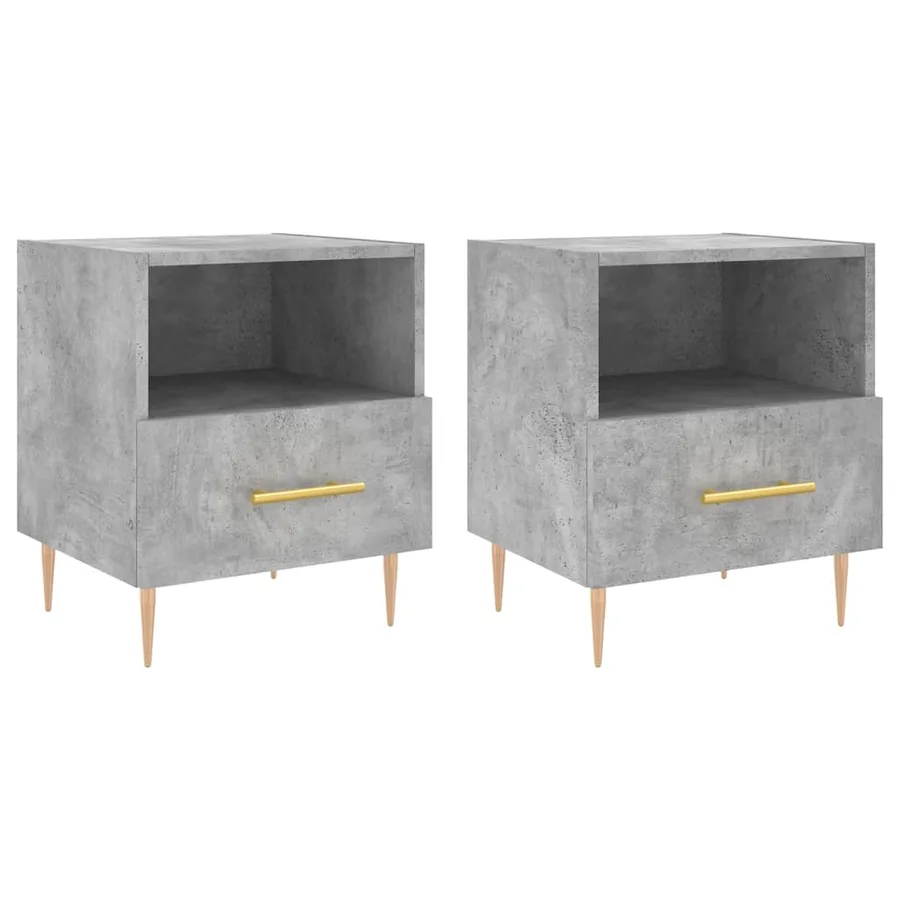 Tables de chevet 2pcs gris béton 40x35x47,5cm bois d’ingénierie - 2