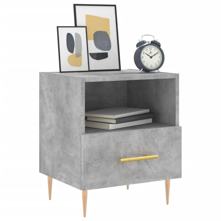 Tables de chevet 2pcs gris béton 40x35x47,5cm bois d’ingénierie - 3