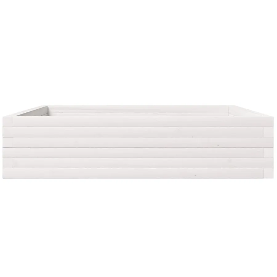 Jardinière blanc 100x100x23 cm bois de pin massif - 5