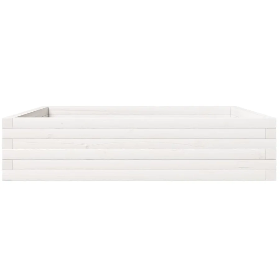 Jardinière blanc 100x100x23 cm bois de pin massif - 6