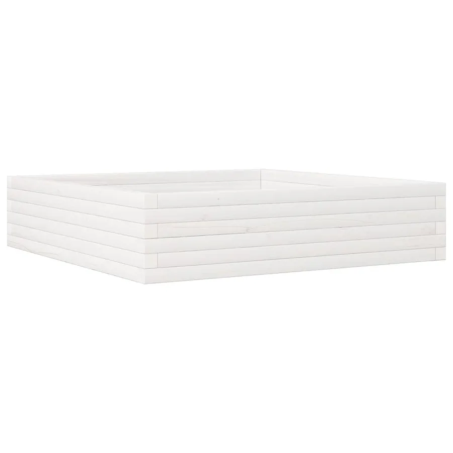 Jardinière blanc 100x100x23 cm bois de pin massif - 7