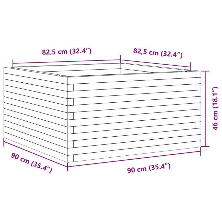 Jardinière blanc 90x90x46 cm bois de pin massif - 10