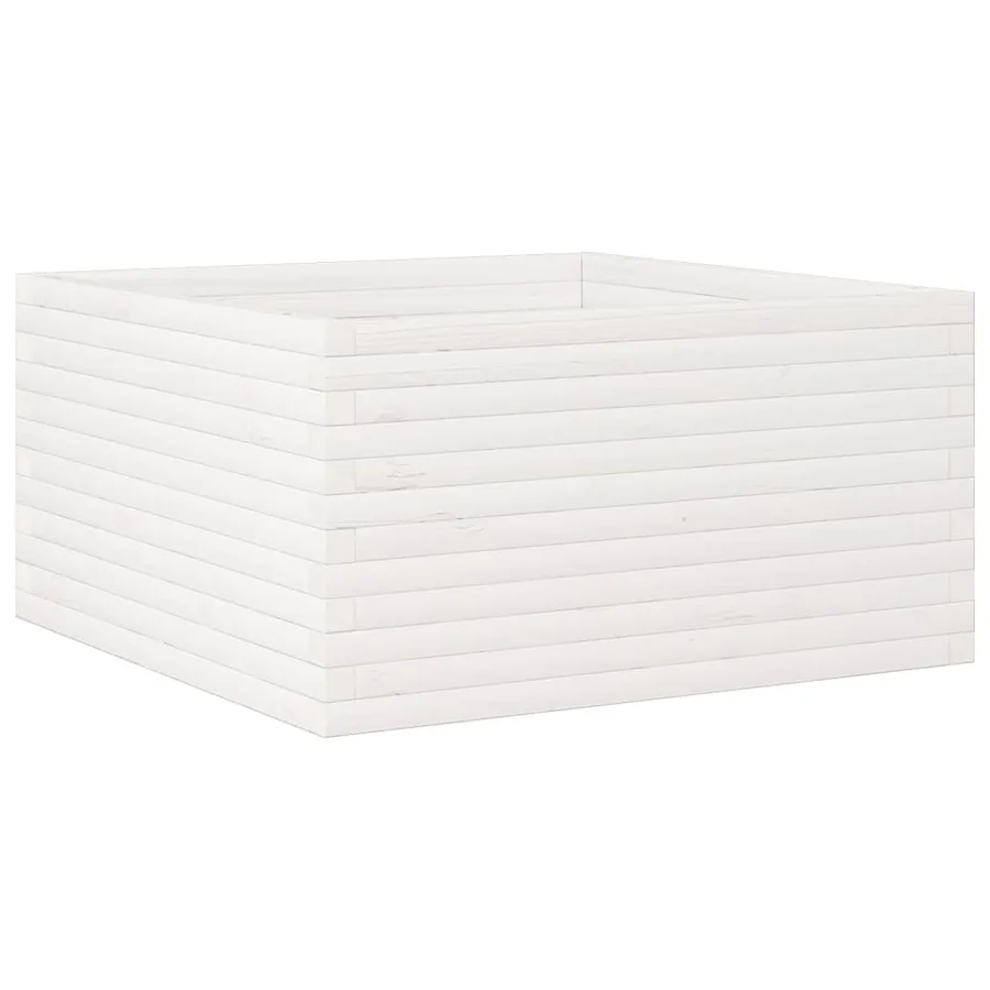 Jardinière blanc 90x90x46 cm bois de pin massif - 2