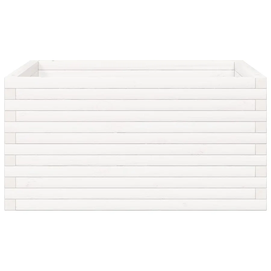Jardinière blanc 90x90x46 cm bois de pin massif - 5