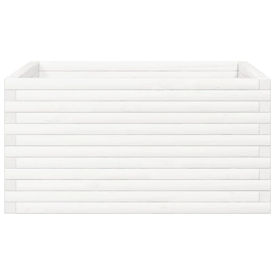 Jardinière blanc 90x90x46 cm bois de pin massif - 6