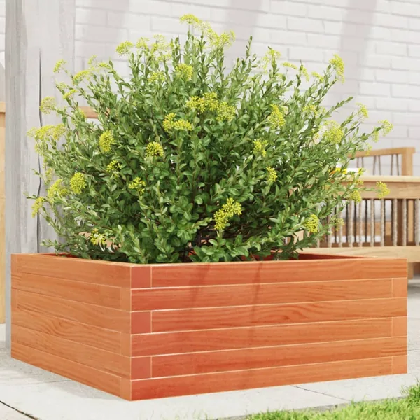 Jardinière cire marron 60x60x23 cm bois de pin massif