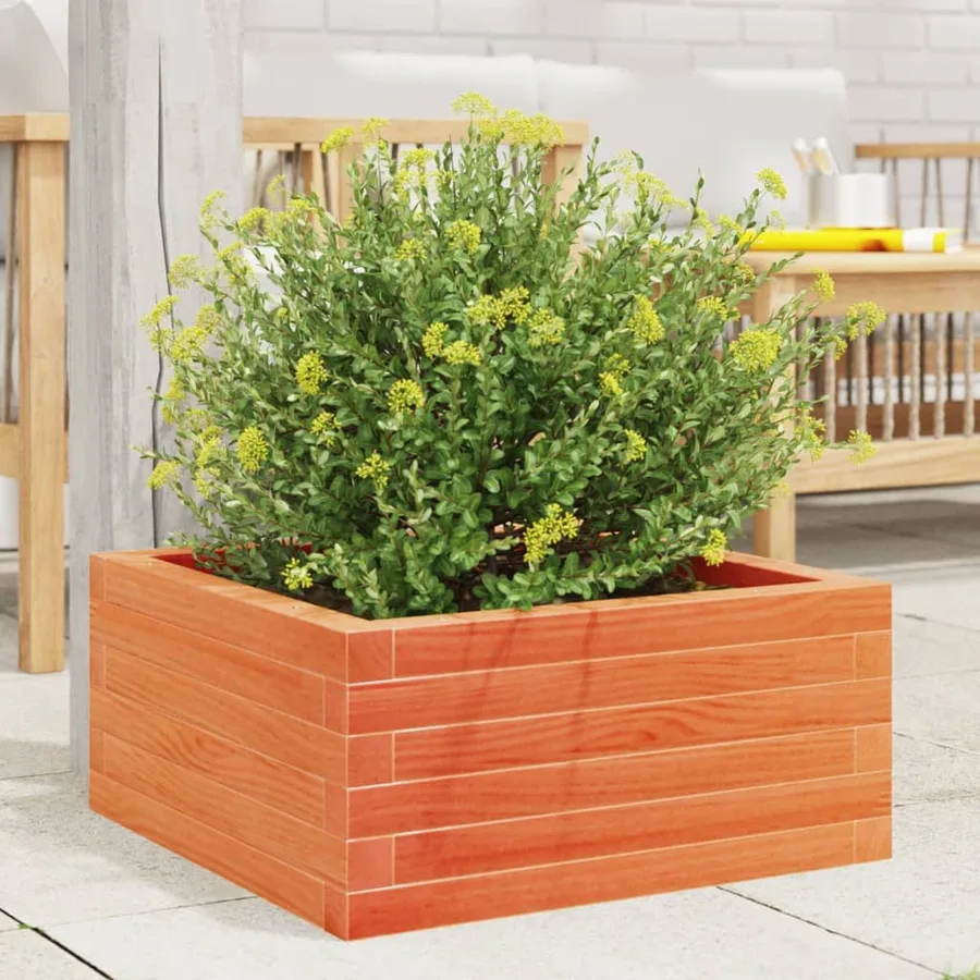 Jardinière cire marron 60x60x23 cm bois de pin massif - 3